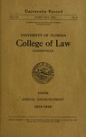 Announcement of the College of Law 1921-1922 by University of Florida